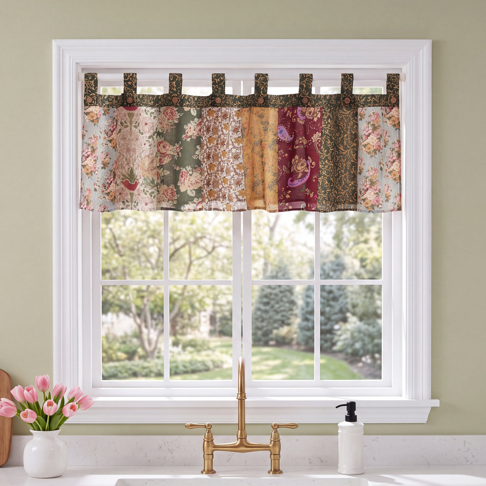 Antique Patchwork Window Valance, Patchwork