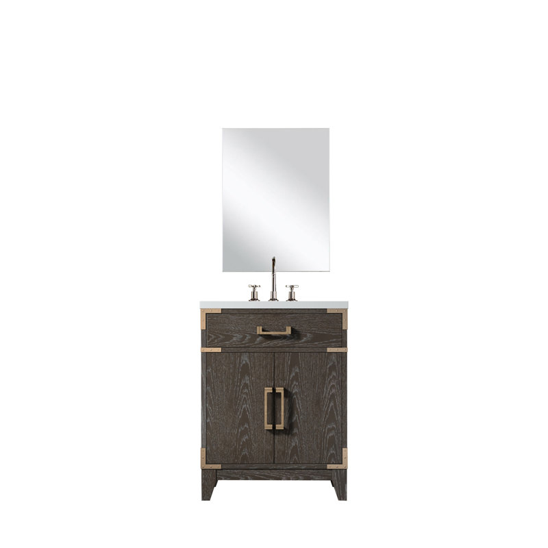 Ensemble de meuble-lavabo simple, miroir en acrylique et robinet Laurel l 24 po x P 18 po, Chêne brun