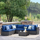 Aliva 6 - Person Modular Patio Conversation Sets with Cushions