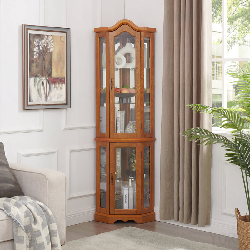 Vitrine de coin, porte vitrée, finition chêne - standard