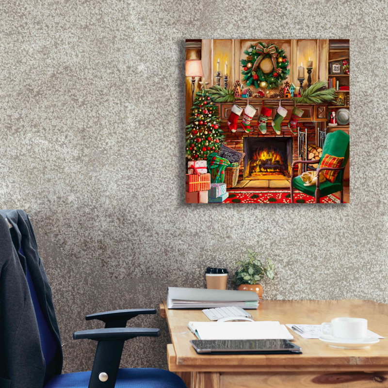 «Fireside Christmas» par Nicky Boehme, art mural sur toile, H 26 po x l 26 po x P 1,5 po
