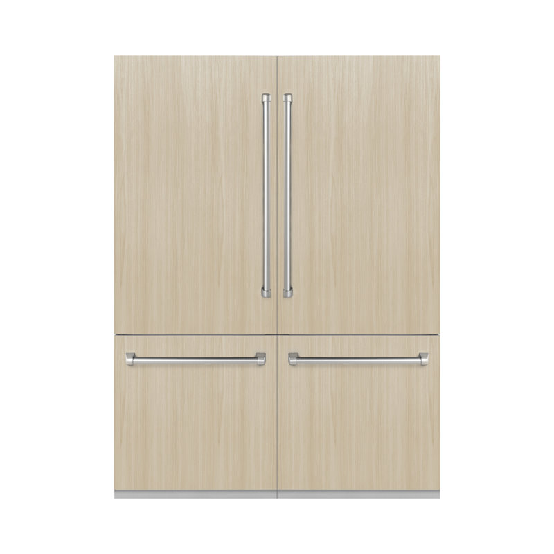 ZLINE 60 in. 32.2 cu. ft. Panel Ready French Door Built-In Bottom Freezer Refrigerator with Water Dispensers and Ice Makers with Graphite Gray Interior (GRBIV-60)