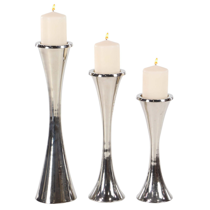 18'' H Metal Tabletop Candlestick, Silver