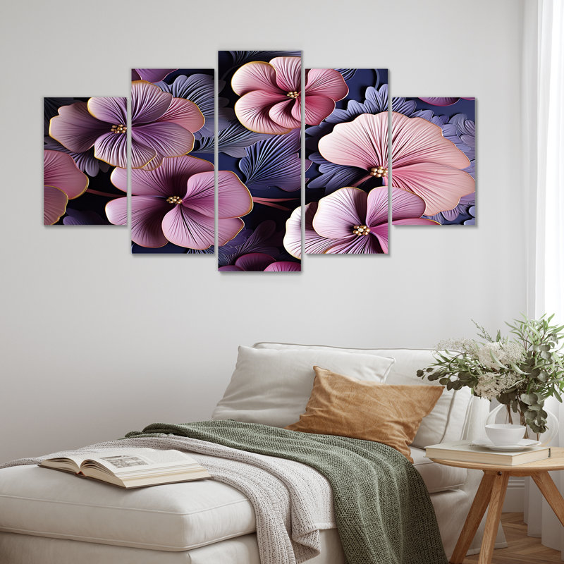 Momordique - toile d'art mauve 5 pièces