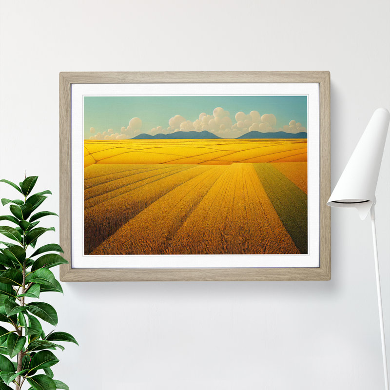 Dreamlike Wheat Field 1 Piece Single Picture Frame Wall Art, 34cm H x 46cm W, Oak