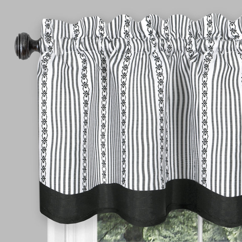 Rideau de cuisine rayé festonné 58 ", l 58 po x L 24 po, Blanc