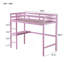 Lit mezzanine simple haut, lit mezzanine en bois d'hévéa avec garde-corps de sécurité, bureau intégré, échelle, rose-1081302431