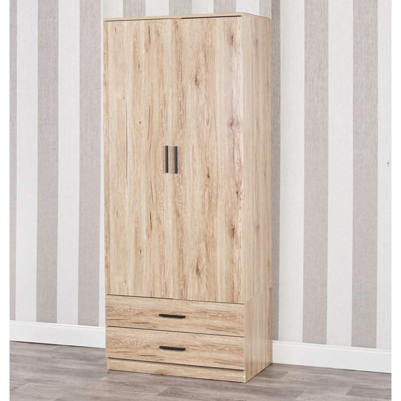 Gianpietro 2 Door Manufactured Wood Wardrobe, Oak