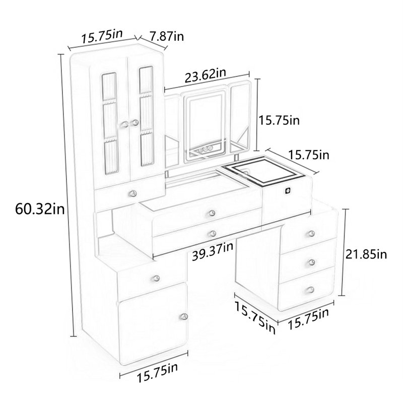 Cream style dresser Multi-functional makeup table