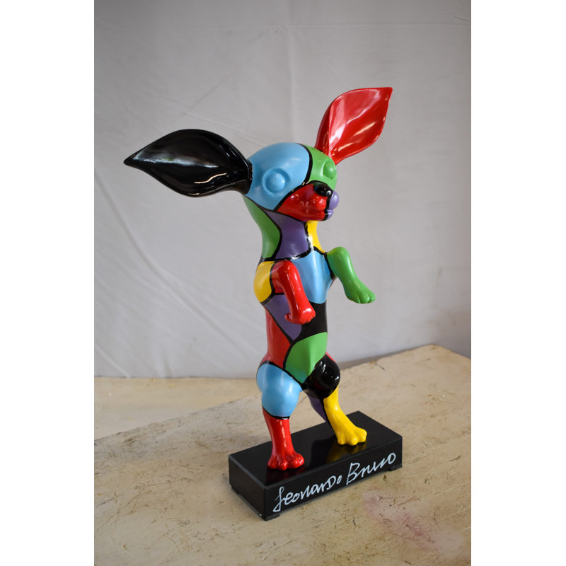 Eccleshall Geometric Colored Chihuahua on Hind Legs Resin Statue 13" x 8" x 18"H