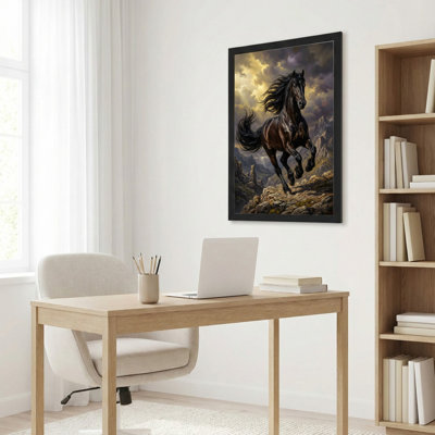 «Runing Horse In Mountain Landscape», ensemble de 1 reproduction d'art sur toile tendue sur toile