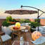 Parasol de patio à DEL 10 pi - 8 nervures, rouille, pour terrasse, utiliser de l'eau alimentée par 10 pi, terrasse de jardin
