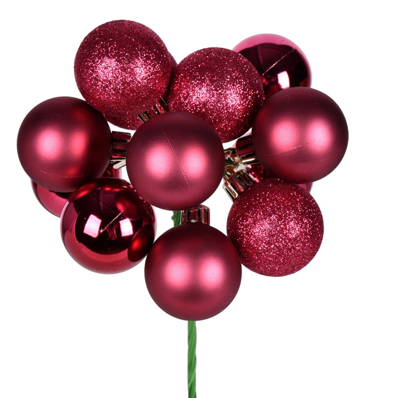 12" Ball Ornament Christmas Pick, Berry Red