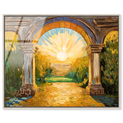 «Monica Kapur Golden Seuil», reproduction d'art acrylique encadrée par Art Remedy, cadre argenté, 24 x 20