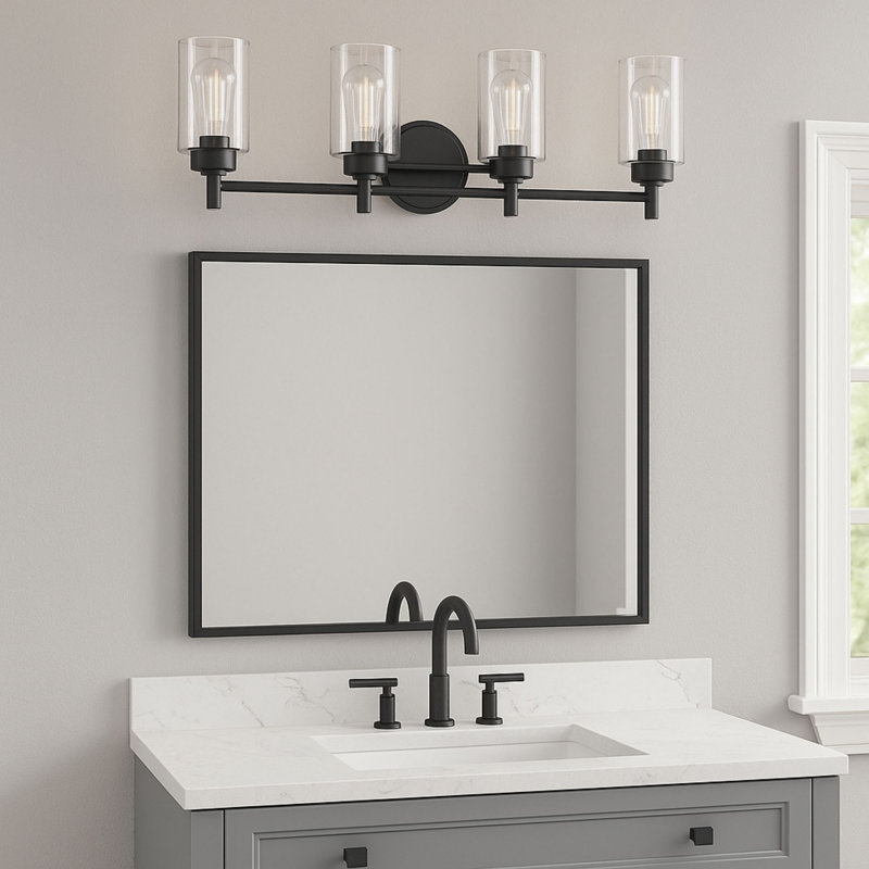 Éclairage pour salle de bain 4 lumières 5,25 po Wexton, Noir mat