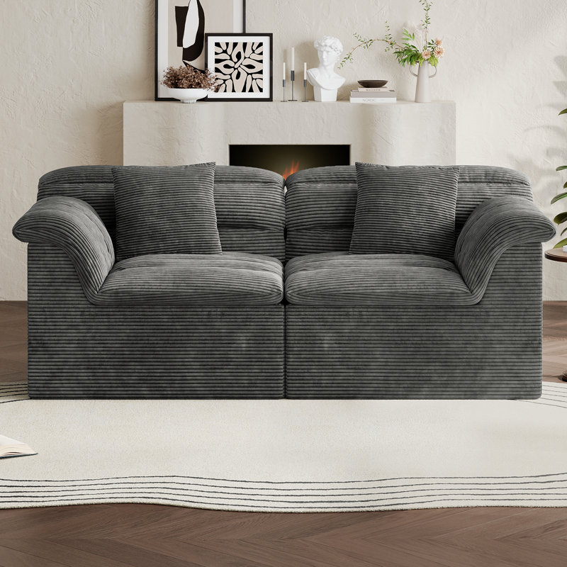 Canapé Boneless, Gris foncé, H 33 po x l 81 po x P 41,3 po