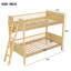 Lit superposé en bois avec 3 tablettes de rangement, l'échelle peut être changée à gauche ou à droite-868639488