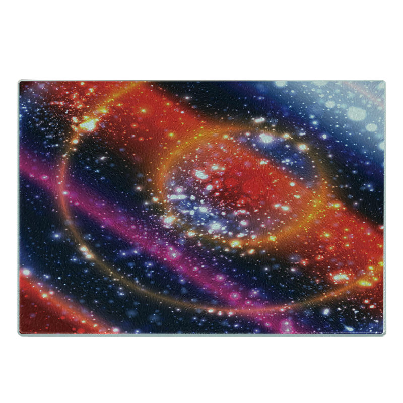 Ambesonne Space Tempered Glass Cutting Board Apocalyptic Cosmos Sky Multicolor
