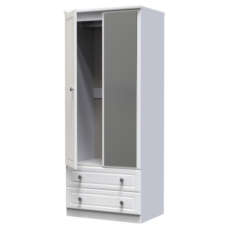 Cloninger 2 Door 2 Drawer Wardrobe, White