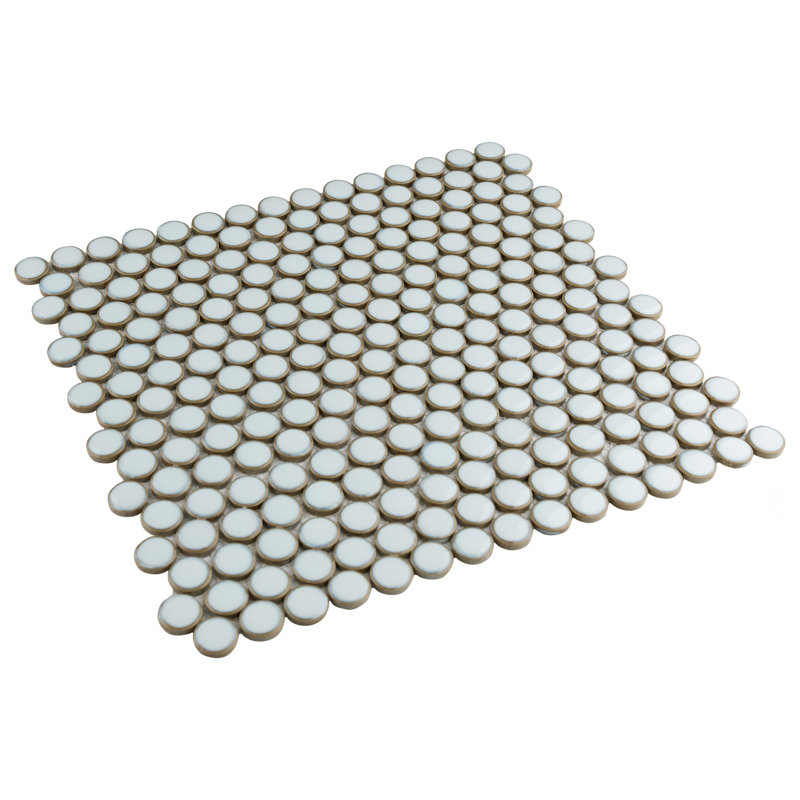 Hudson Penny Round .80" x .80" Porcelain Penny Round Mosaic Wall & Floor Tile, Silk White