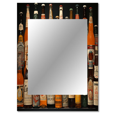 Beer Bottles Collage VIII - Beer Decorative Mirror, Traditional Large Wall Mirror, Printed Metal Art