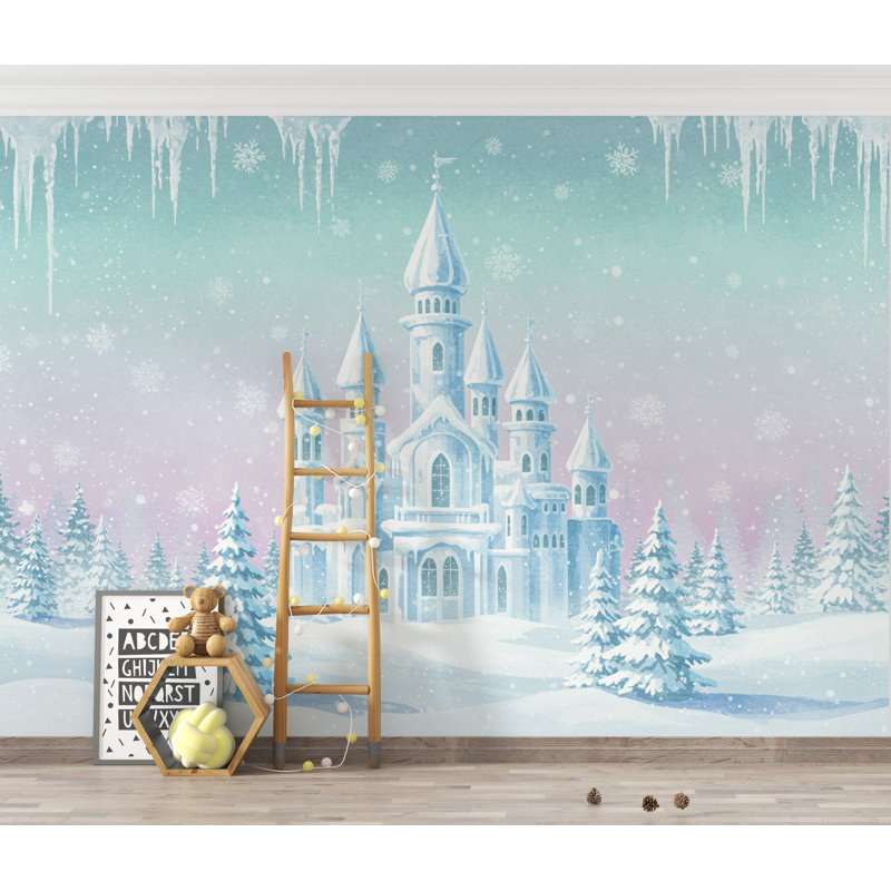 Papier peint Frozen Ice Castle | Murale 3D Winter Wonderland 303DRE, L 75 po x l 50 po, Peler et coller