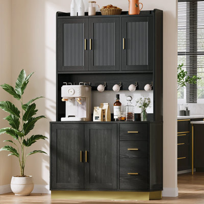 71" Pantry Cabinet With Storage Cabinet With Built-in Outlets, Kitchen Pantry Storage Cabinet With Countertop Tall Pantry Organizer With Adjustable Sh by Hokku Designs