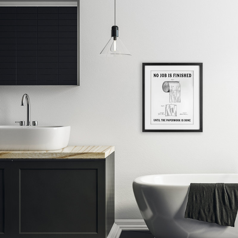 Papier hygiénique sans verre avec finition No Work, impression par lettres et doublure, Cadre noir minuit, H 16 po x l 13 po