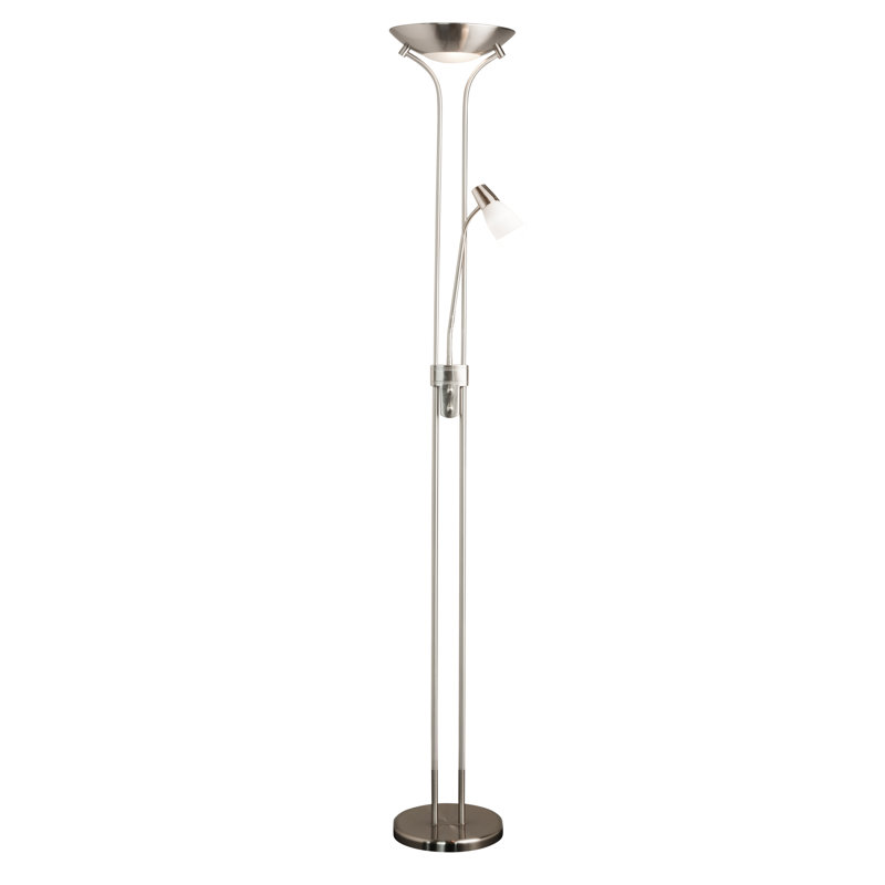 Fannie 180cm Mother & child Uplighter/Reading Floor Lamp, Silver