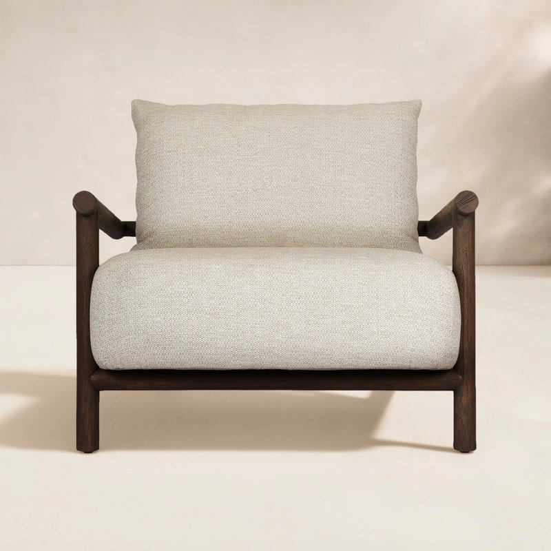 Cardiff Outdoor Teak Lounge Chair, Stained Saddle Brown