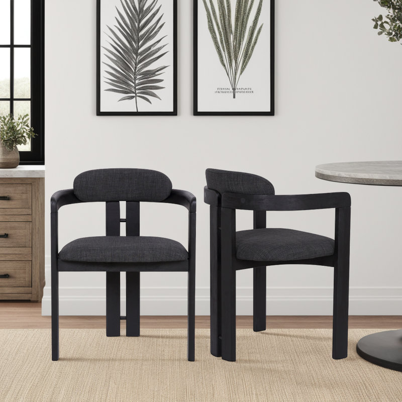 Chaise avec accoudoirs gris anthracite Emmie, Noir, noir, noir, noir, 2