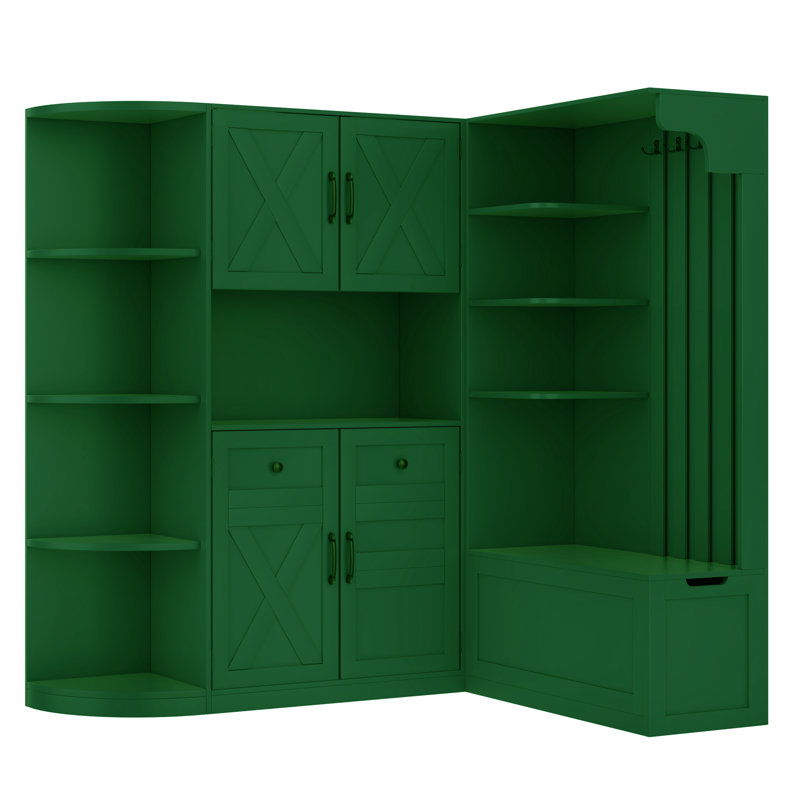Multi-Functional Combination Hall Tree With Storage, Green