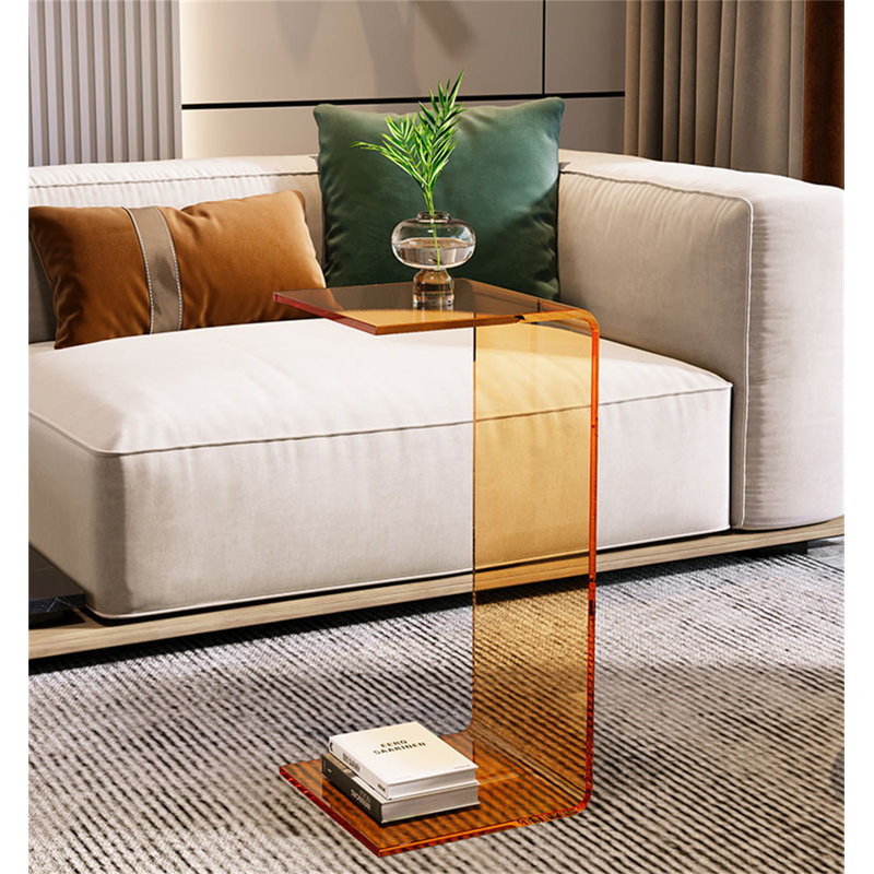 Kireina 25,6 pouces table basse italienne de luxe créative en acrylique, table d'appoint de salon, table de chevet d'étude de chambre à coucher (matériau acrylique transparent haut de gamme)