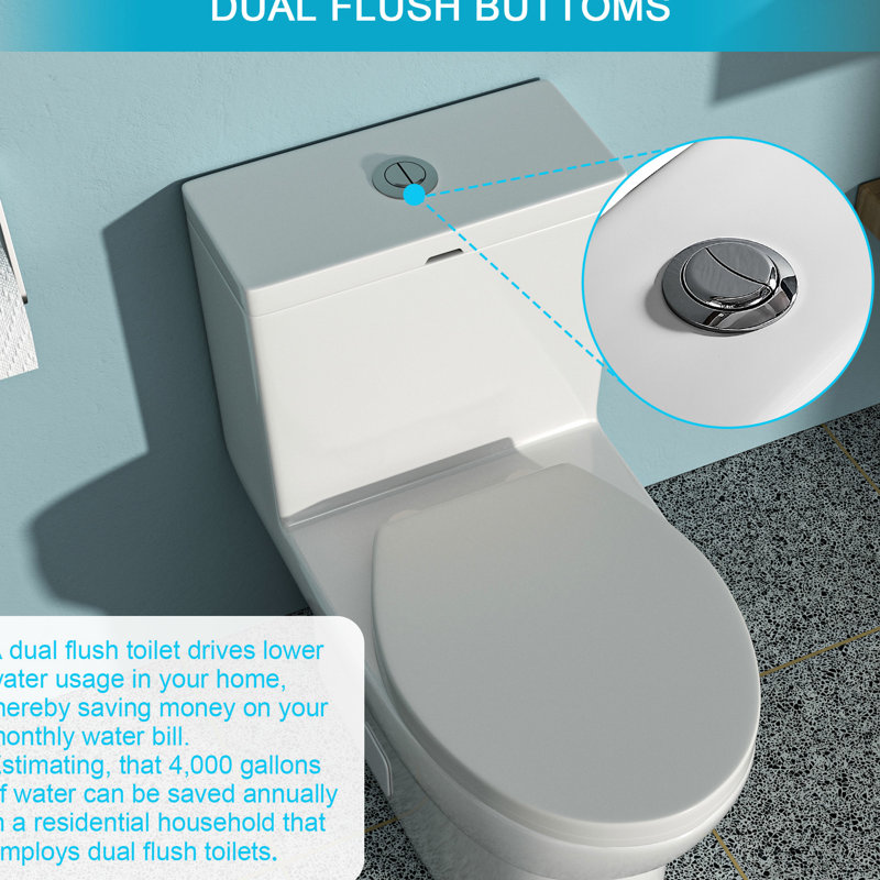 Toilette en céramique une pièce - double chasse d'eau, faible consommation d'eau, siège doux avec chasse d'eau super silencieuse