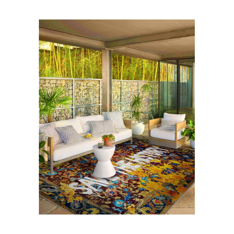 Written Collection Save The History Text Floral Patterned Modern Decorative Rug, Runner 3'3" x 6'7" Rug Pad Included