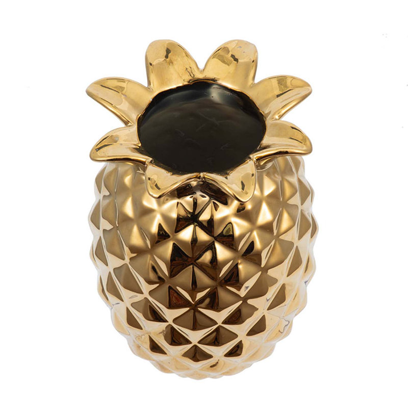 Eckhart Ceramic Table Vase, 5.9" H x 4.5" W x 4.5" D, Gold