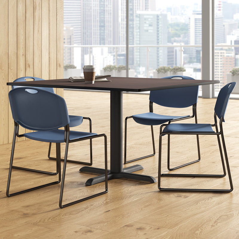 Table de salle à manger Neyland Cain, Bleu, H 29 po x l 36 po x P 36 po, Cerisier