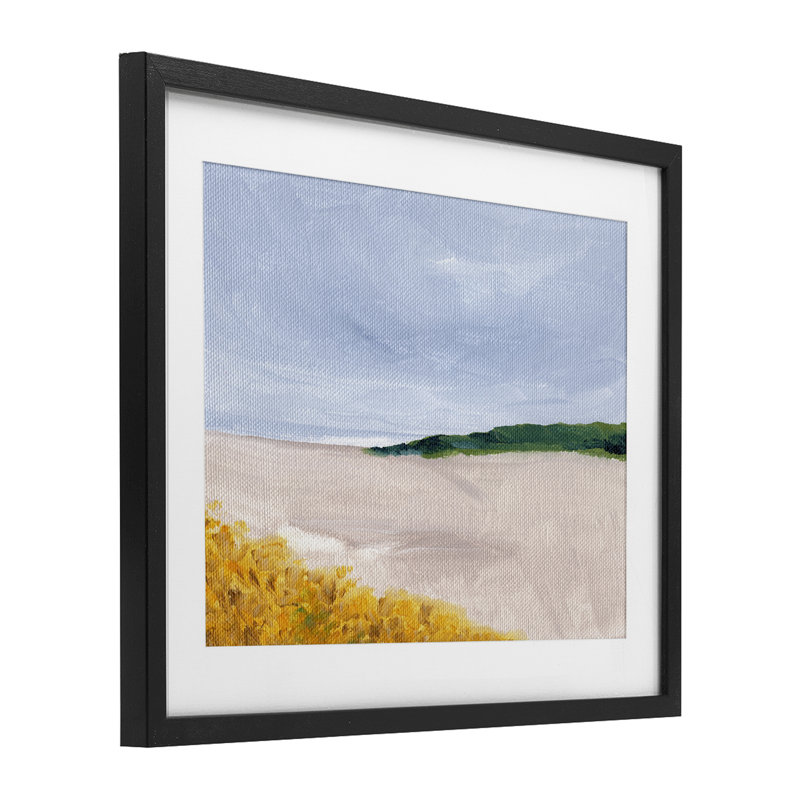 «Soft Sicily Landscape», reproduction d'art sous verre encadrée par Nikita Jariwala, H 13 po x l 16 po, Cadre noir minuit