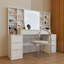 Bureau de maquillage avec miroir à DEL, 8 tiroirs et tablettes de rangement ouvertes