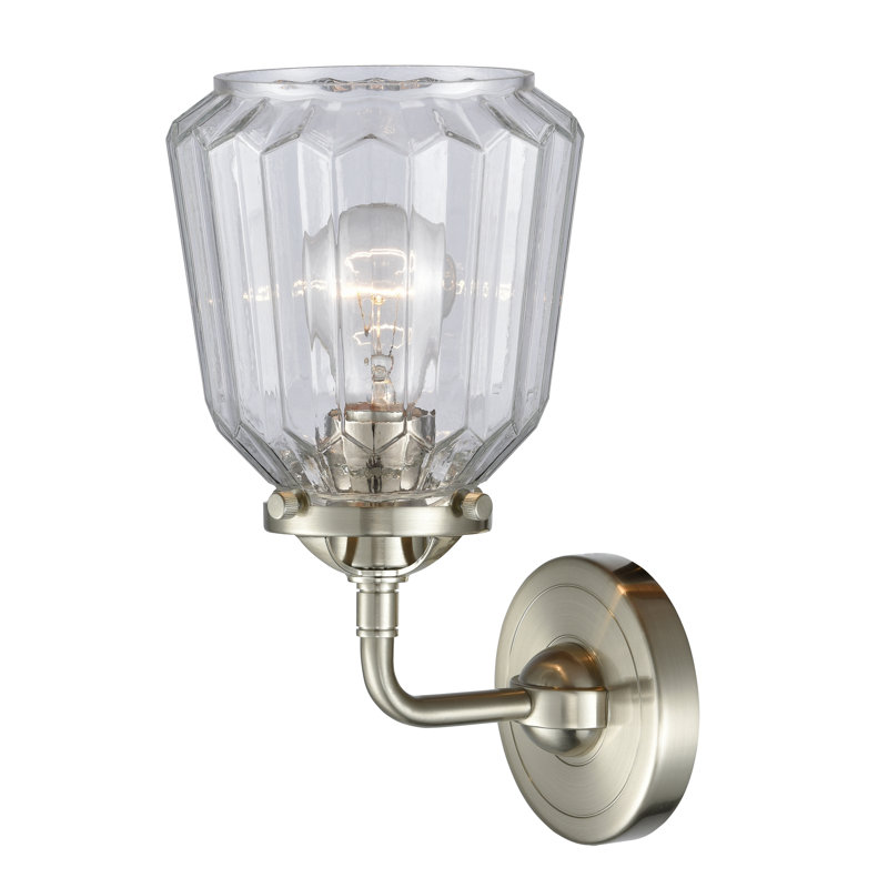 Bridger Armed Sconce, Black/Antique Brass, Clear, 6 Watt Vinage LED Bulb