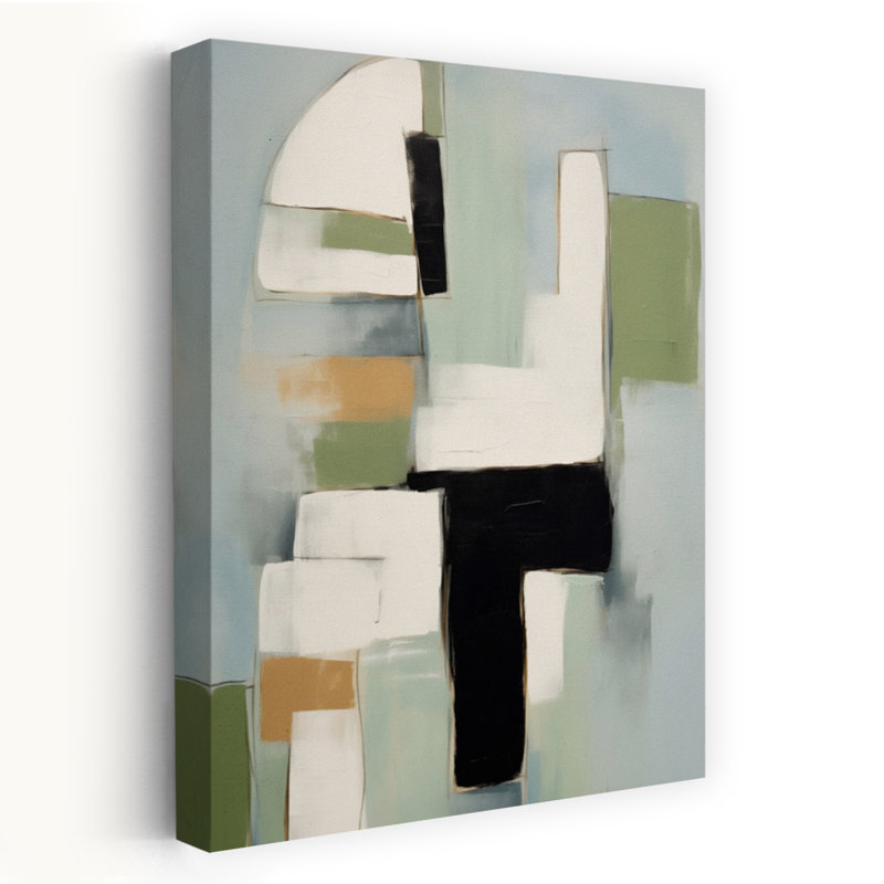 «Serene Abstract Shapes Abstract», art mural géométrique contemporain, H 60 po x l 40 po