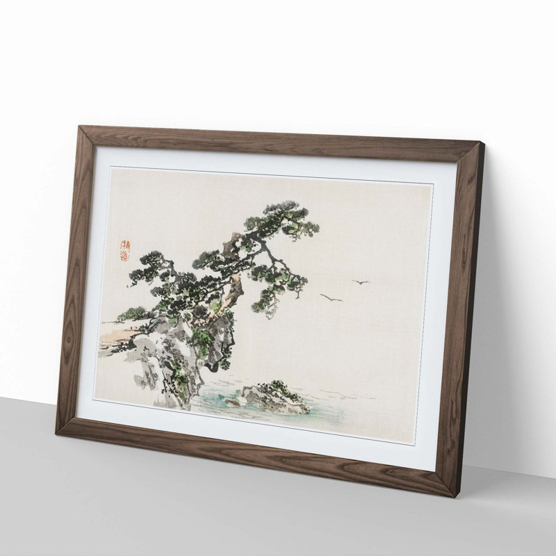 Tree upon a Cliff by Kono Bairei - Framed Print, Walnut, 40cm H x 60cm W x 2cm D