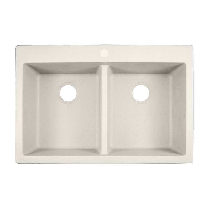 Primo 33" L x 22" W Double Basin Undermount Kitchen Sink, White
