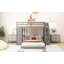Lit plateforme avec rangement Jasten, lit superposé simple au-dessus de double avec tablettes à 3 niveaux, tiroirs et escalier de rangement-2093437765