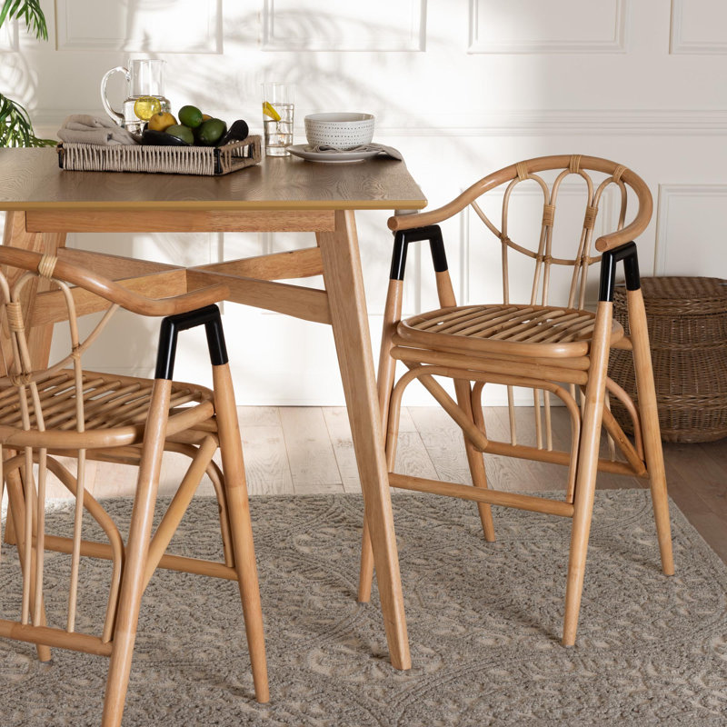 Bali & Pari Berga Modern Bohemian Natural Brown Rattan Counter Stool