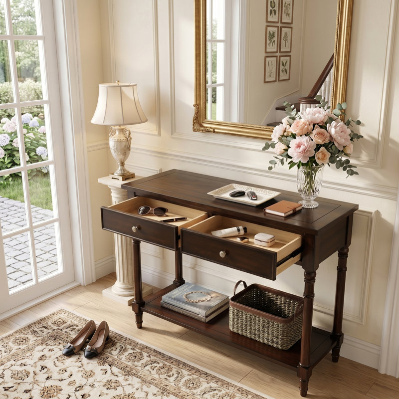 Beauman 90cm Console Table, Vintage Walnut