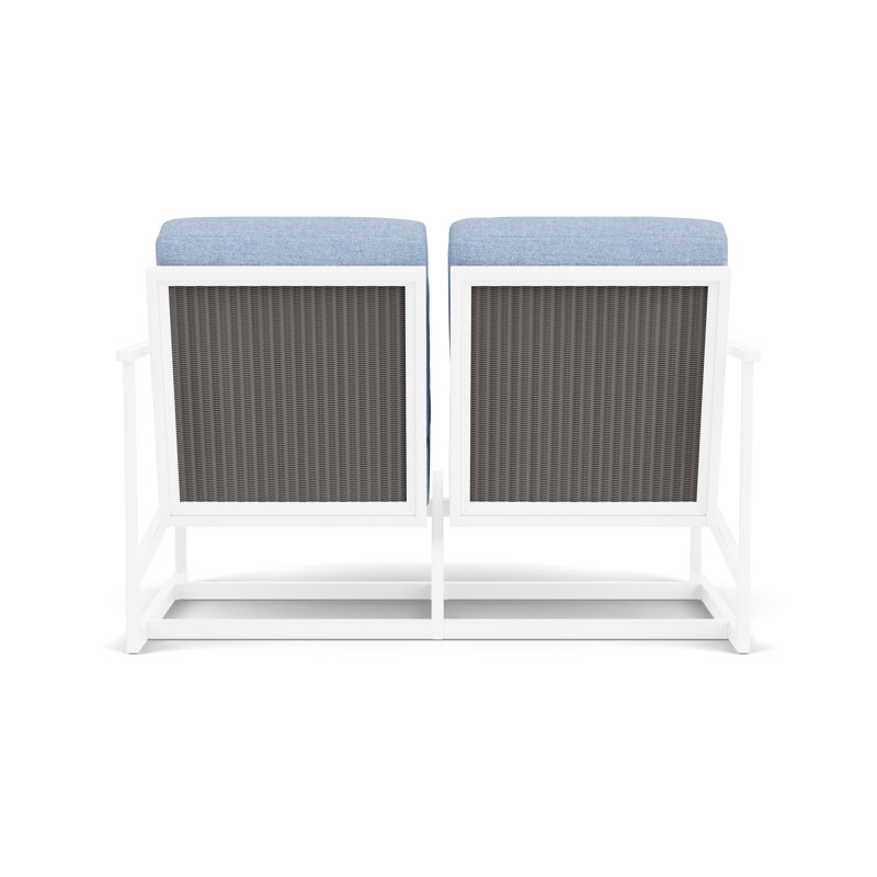 Outdoor Summit Rocker Bench with Cushions, Pewter, Demo Skyway, White