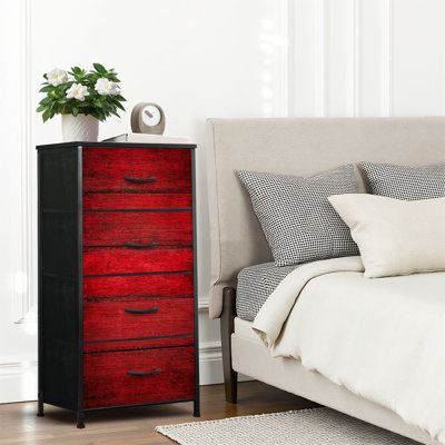 4 Drawer Dresser for Bedroom, Narrow Chest of Drawers, Wooden Top and Study Iron Frame 18"x37.5"-(WxH)