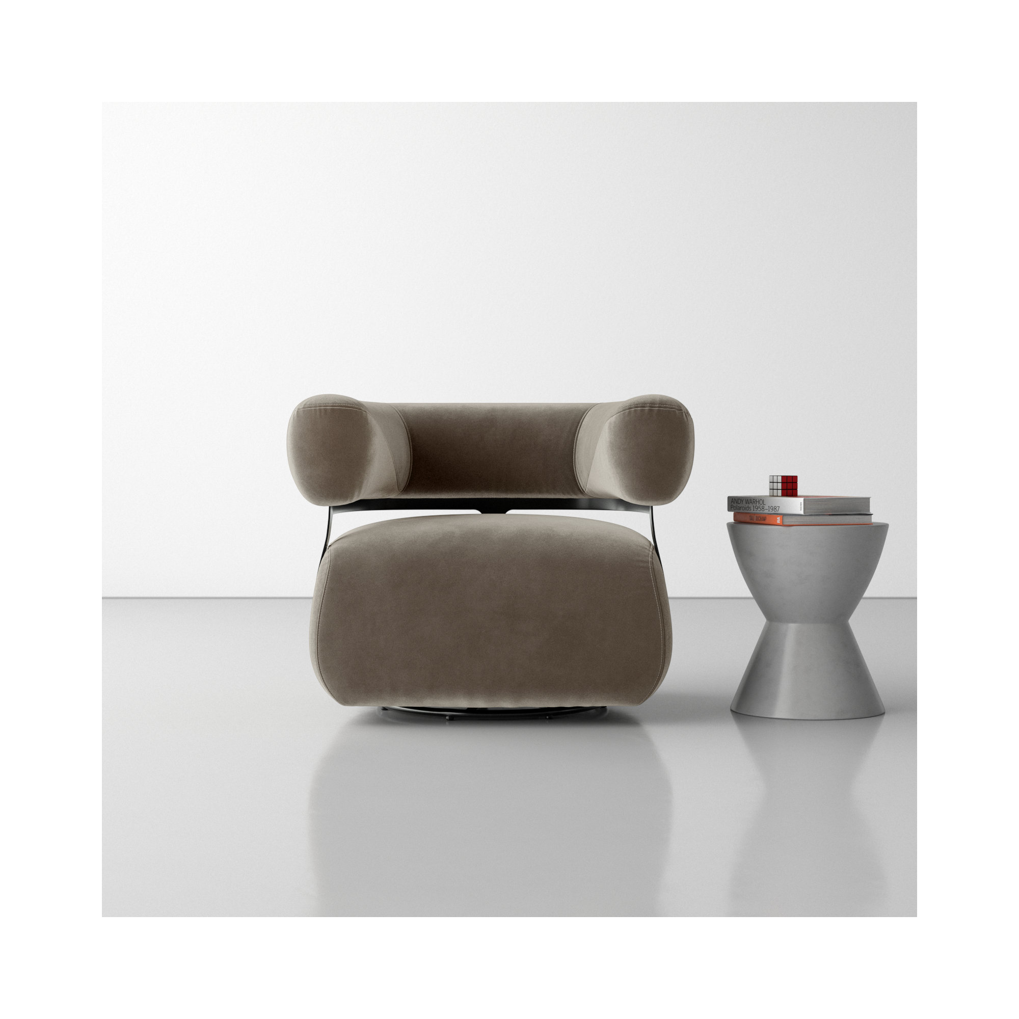 Lize Upholstered Swivel Barrel Chair, Surrey Fossil