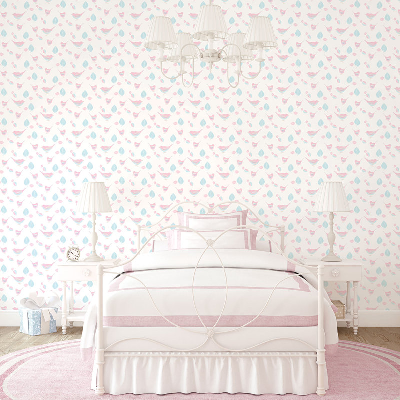 Farris 10m x 53cm Matte Wallpaper Roll, Pink/White/Blue